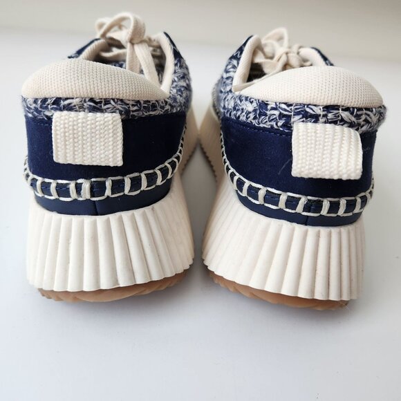 Dolce Vita Denae Platform Sneakers Blue Cream Crochet Knit Suede Casual Boho - Picture 6 of 10